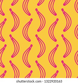 Bright graphic pattern of bananas in the style of pop art. 