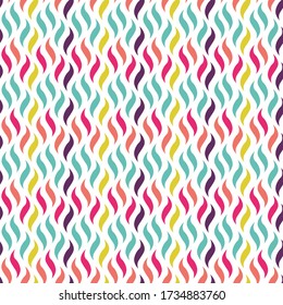 Bright graphic seamless pattern of color waves on a white background