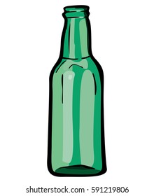 Bright graphical depiction of an elongated green glass bottle, perfect for design, recycling, and beverage themes.