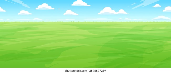 Bright grassland landscape illustration_Side scrolling game background_Seamless