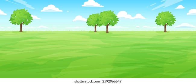 Bright grassland landscape vector illustration_Side scrolling game background_Seamless