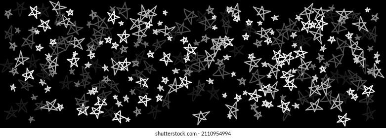 Bright Gray Art Chaotic Black Dark Childish Handdrawn Illustration. Sky Stars Grey Monochrome Dark Black Handdrawn Stars. Retro White Kids Childish Naive Chaotic Night Simple Stars Wallpaper.
