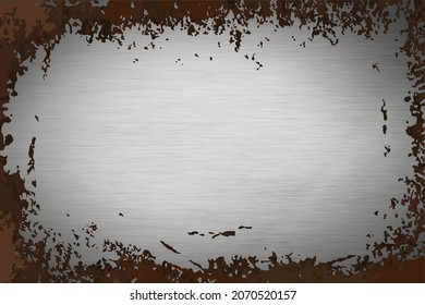 Bright gray metallic foil texture with brown rust texture, industrial background