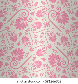 Bright gray ornamental seamless pattern in ancient style. Colored, contrast design for textile, carpet, fabric or other purpose. Flat tessellated repeatable backdrop.