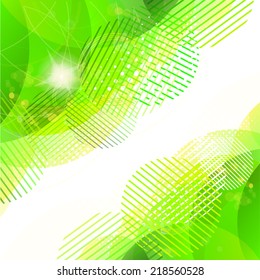 Bright green abstract background of circles. Vector