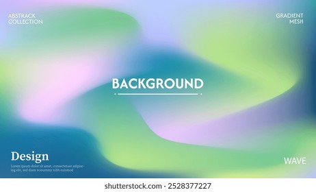 Bright green abstract background design combination of soft pink waves. Minimalist pastel color design.