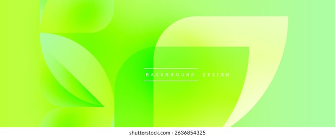 Bright green abstract background. Overlapping shapes create dynamic visual effect. Modern design suitable for banners, presentations.
