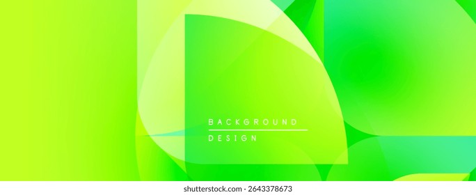 Bright green abstract background. Overlapping shapes create dynamic visual effect. Modern design suitable for digital projects.