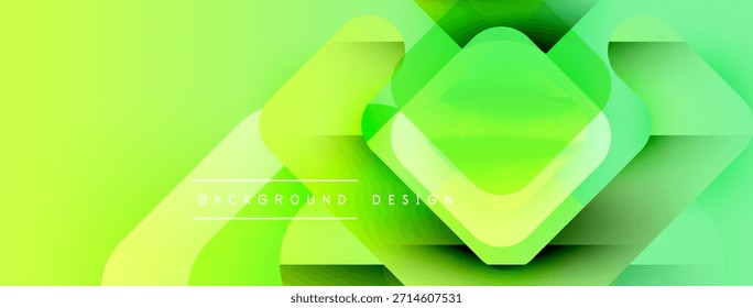 Hellgrüner abstrakter Hintergrund. Überlappende Quadrate erzeugen einen dynamischen visuellen Effekt. Modernes Design für digitale Projekte geeignet.
