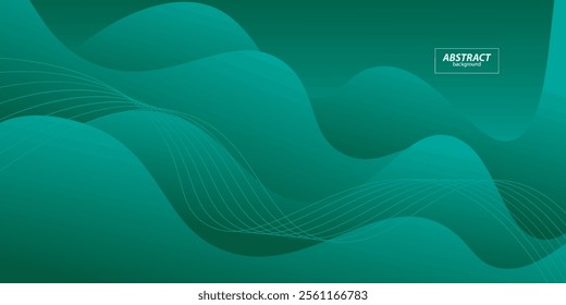 Bright green abstract background with paper cut with liquid bright gradient color in the background. Geometric wavy shape pattern. Vector Eps10