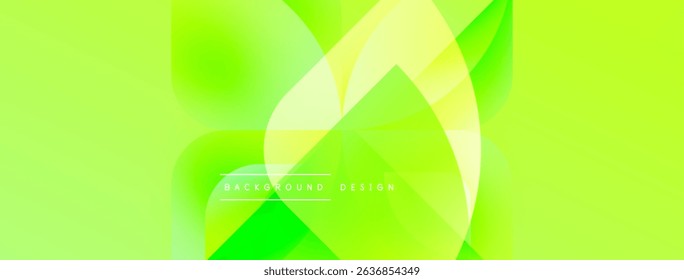Bright green abstract design. Overlapping shapes create dynamic visual effect. Modern aesthetic, suitable for backgrounds, presentations.