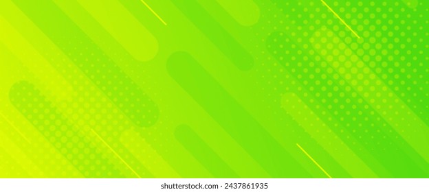 Bright green abstract gradient banner background with halftone effect. Modern wallpapers. Suitable for templates, sale banners, events, ads, web and pages