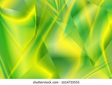 Bright green abstract low poly geometric background. Liquid gradient tech vector design