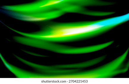 Fondo abstracto verde brillante de la onda con las rayas ligeras lisas y las líneas brillantes del gradiente, creando un diseño moderno y dinámico.