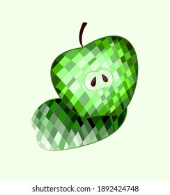 Bright green apple like an mosaic 