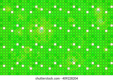 Bright green background image with a round pixel grid, flares and flashes. Vector illustration. For use in printing, flyer design, wallpaper, presentations. 