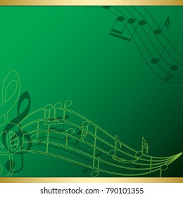 bright green background with music notes - vector flyer