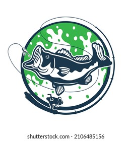 Bright green Bass fishing logo design