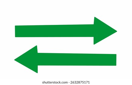 Bright green bidirectional arrows on a clean white background symbolizing exchange, balance, communication, or two-way processes. Perfect for business, traffic, data flow concepts in design projects.