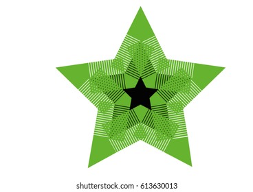 Bright green and black star for design backgrounds.