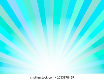 Bright Green and Blue Color Vector Background with Rays and Splash. Creative Frame Illustration for Poster, Ad, Cover and Billboard. 