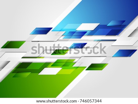 Bright green and blue contrast tech corporate background. Vector geometric design