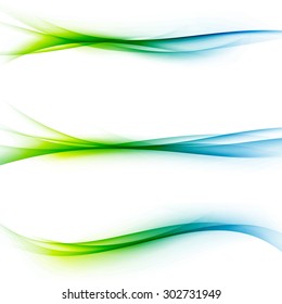 Bright Green Blue Speed Abstract Lines Flow Minimalistic Fresh Swoosh Seasonal Spring Wave Transition Divider Editable Template. Vector Illustration