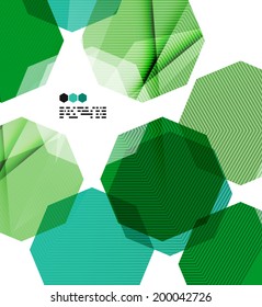 Bright green and blue textured geometric shapes isolated on white - modern design template