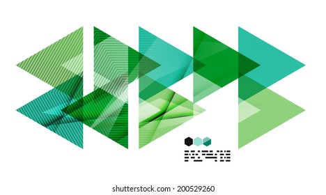 Bright green and blue textured geometric shapes isolated on white - modern design template