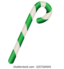 Bright green candy cane on a stick sweet element of holidays, festivals, parties, christmas, new year, st. st patrick's day birthday