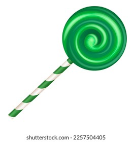 Bright green caramel on a stick sweet element of holidays, festivals, parties, christmas, new year, st. patrick's day, birthday