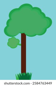 Bright green cartoon tree vector illustration isolated. Simple flat style tree design. Illustration of nature big tree on bright background. 