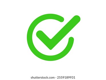 Bright green check mark in a circle, signifying approval, confirmation, or correctness.