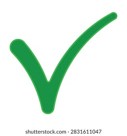 Bright green check mark icon representing correctness approval completion validation