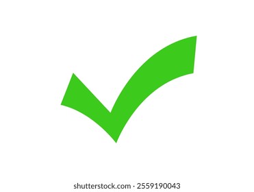 A bright green check mark symbol, representing confirmation, agreement, or approval.