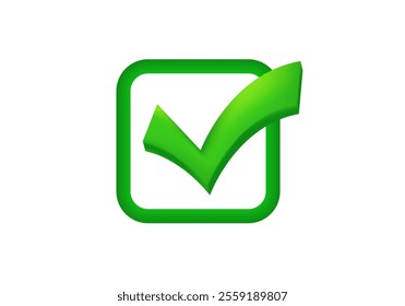 Bright green checkbox icon with a prominent check mark, symbolizing verification or approval.