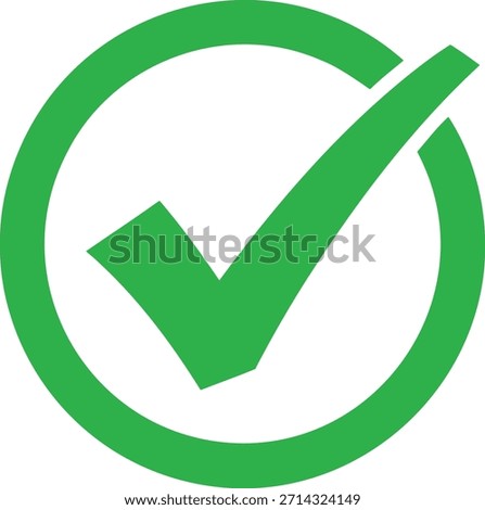 A bright green checkmark enclosed in a circle on a pure white background, symbolizing approval and confirmation in a simple, modern design.