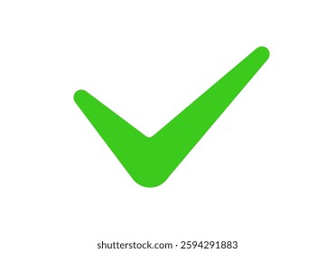 Bright green checkmark icon indicating confirmation or approval. commonly used for positive marking.