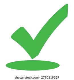 Bright green checkmark icon, indicating correct choice, verification, or task completion, positive affirmation and agreement.
