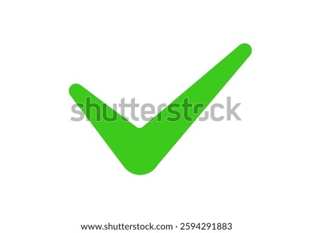 Bright green checkmark icon indicating confirmation or approval. commonly used for positive marking.