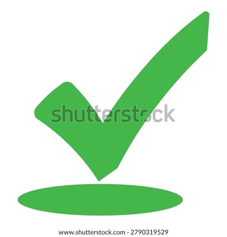 Bright green checkmark icon, indicating correct choice, verification, or task completion, positive affirmation and agreement.
