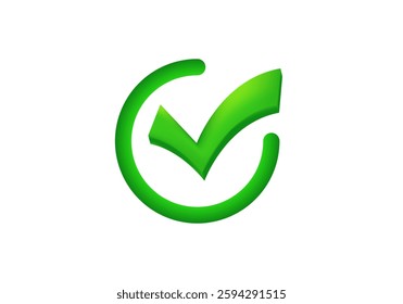 Bright green checkmark inside a circle, symbolizing approval, confirmation, and success.