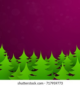Bright green christmas tree forest. Vector illustration