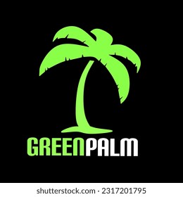 Bright green color vector palm tree. For brands, brands, etc