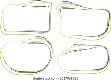 bright green colorful curved line art frames shapes set