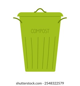Bin de composto verde brilhante com tampa apresentando texto claramente rotulado em um design limpo