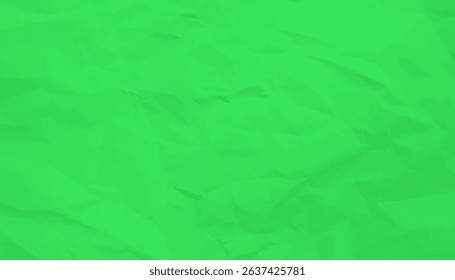 Bright green crumpled paper texture with irregular folds and creases, ideal as a vibrant background or design element.