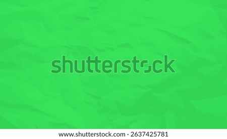 Bright green crumpled paper texture with irregular folds and creases, ideal as a vibrant background or design element.