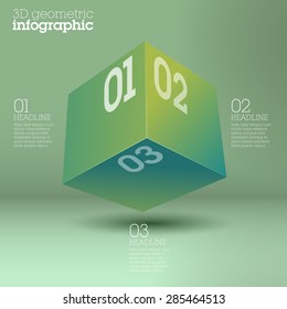 Bright green cube infographic design / abstract form suitable for infographics, book cover or web banner or user interface