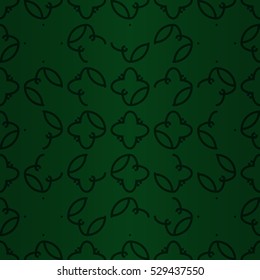 Bright green decorative seamless pattern background in liner style. Knotty puzzle repeatable backdrop. Actual design. Bright, contrast design for surface, ads, banner or other purpose.